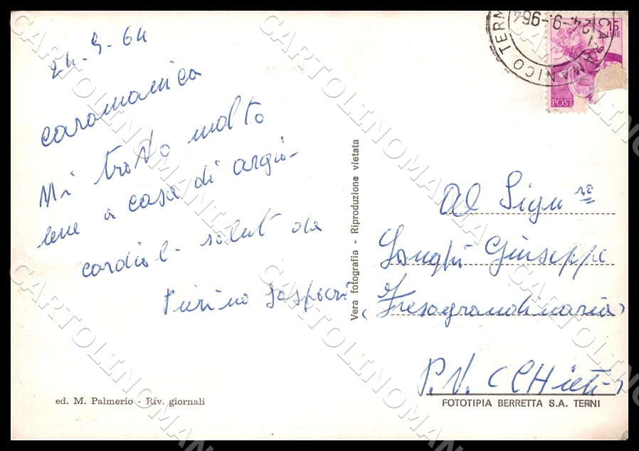 Pescara Caramanico Terme Viale Torre Alta Ingresso FG Foto cartolina GM1444 – retro