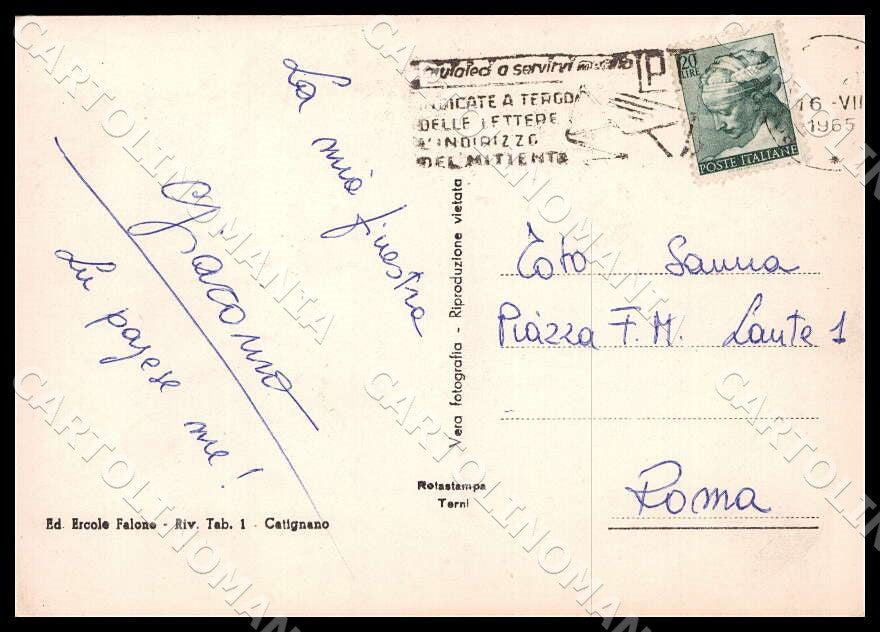 Pescara Catignano Piazza San Francesco FG Foto cartolina GM1448 – retro
