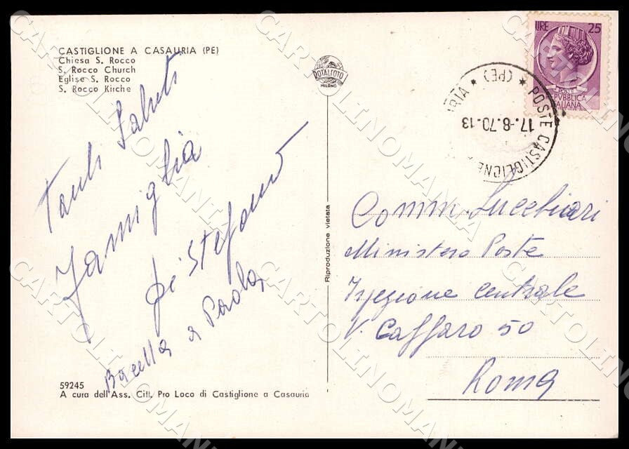 Pescara Castiglione a Casauria Chiesa San Rocco FG Foto cartolina GM1457 – retro