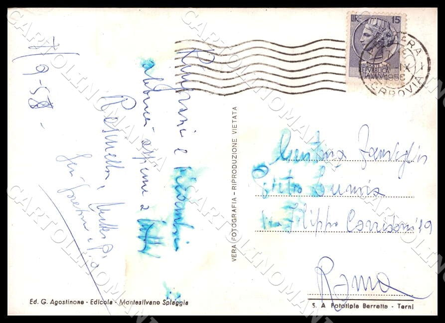 Pescara Montesilvano Spiaggia Colonia Marina Auto FG Foto cartolina GM1470 – retro