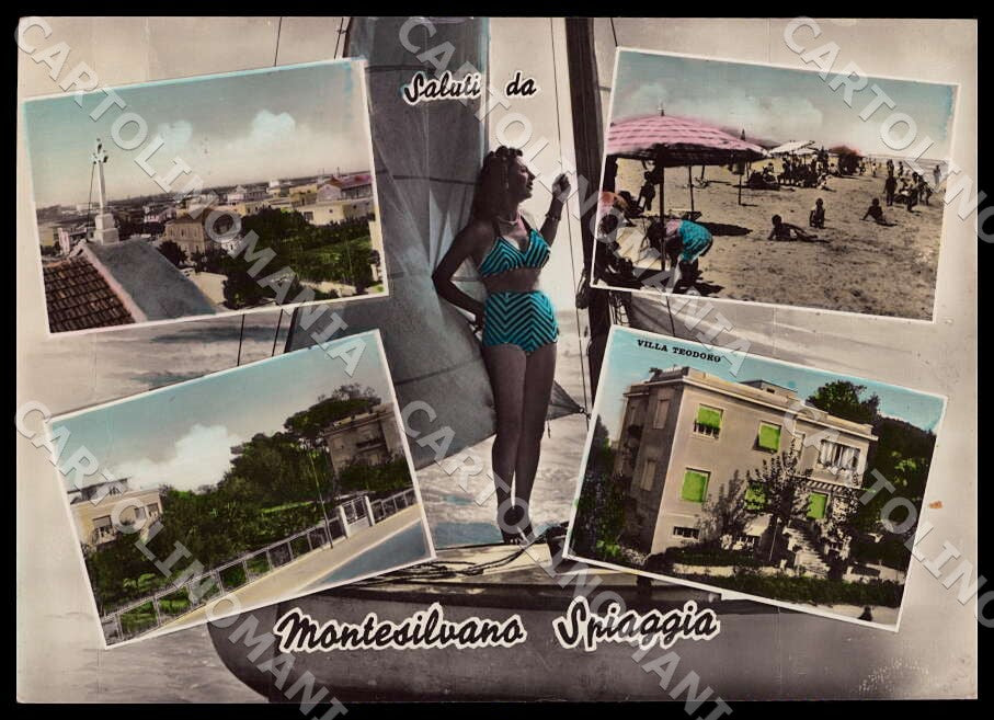 Pescara Montesilvano Spiaggia Saluti da Villa Teodoro FG Foto cartolina GM1472 – fronte