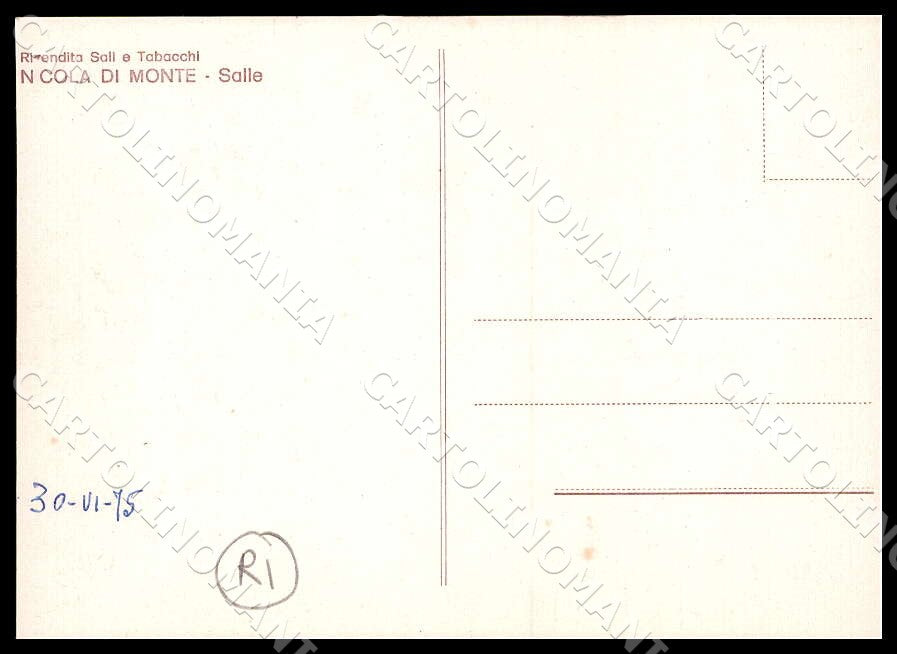 Pescara Salle Rivendita Sali Tabacchi Nicola Monte RIFILATA FG cartolina GM1474 – retro