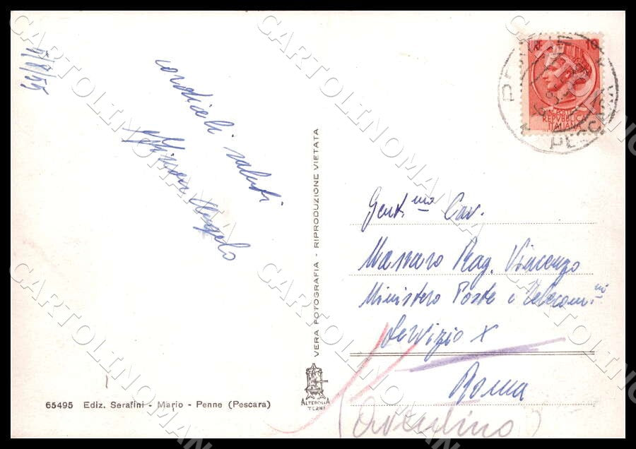 Pescara Penne Panorama Gran Sasso Alterocca FG Foto cartolina GM1475 – retro