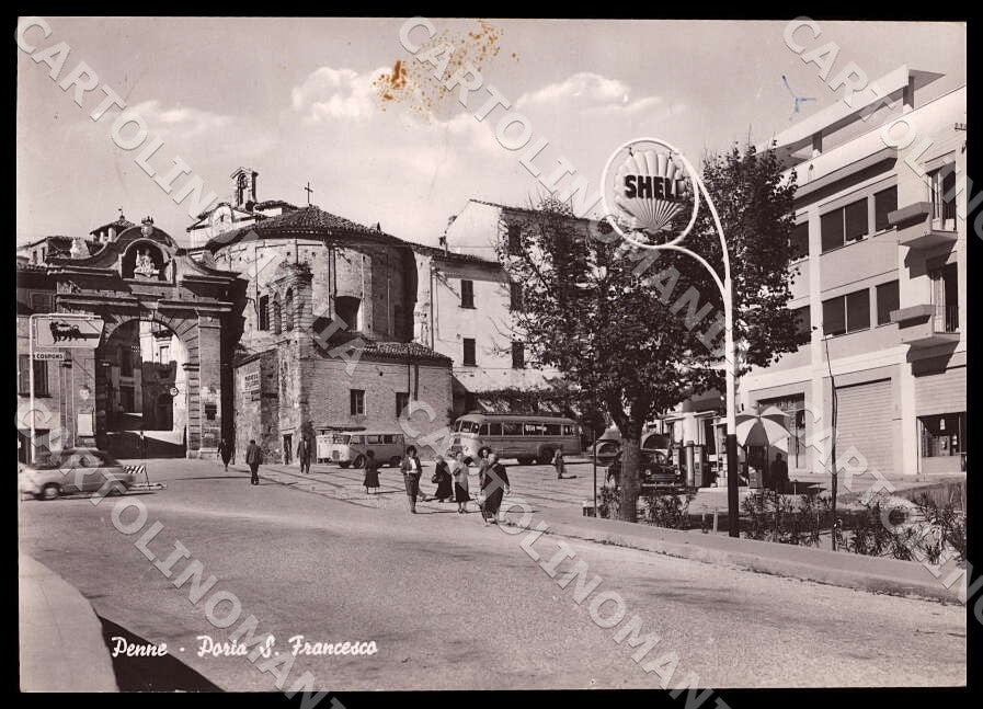 Pescara Penne Porta San Francesco Distributore PIEGHINA FG Foto cartolina GM1477 – fronte