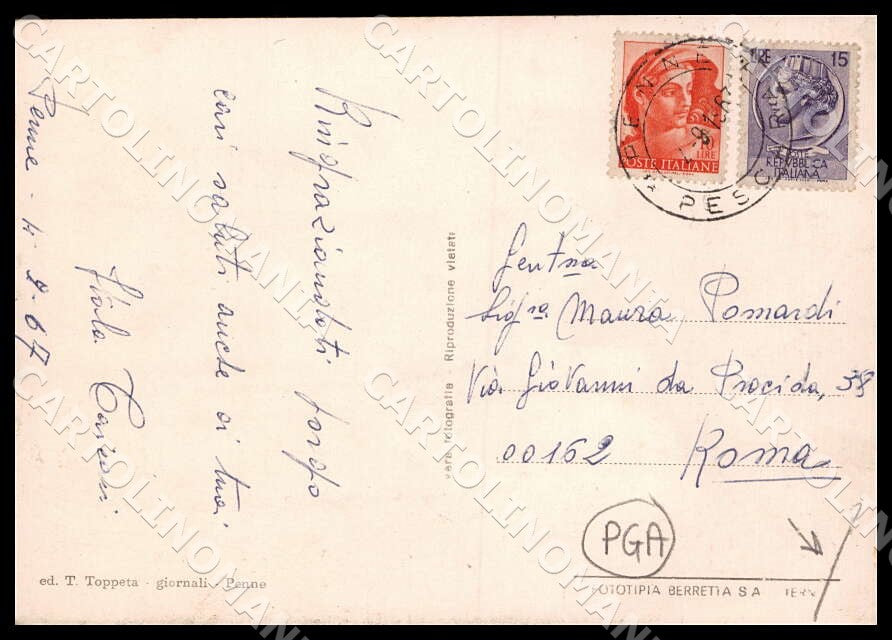 Pescara Penne Porta San Francesco Distributore PIEGHINA FG Foto cartolina GM1477 – retro