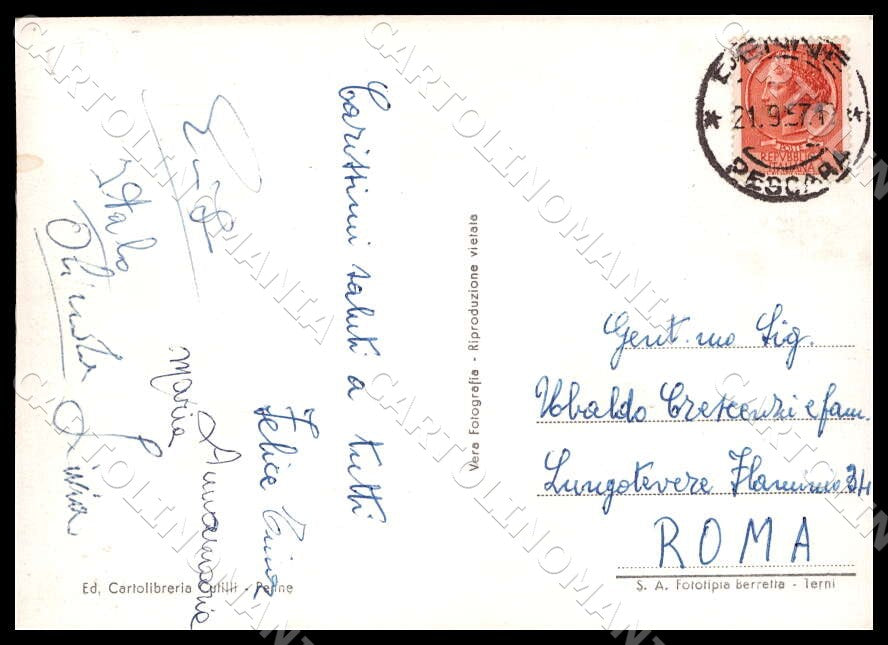 Pescara Penne Portici Ristorante Bettina Auto FG Foto cartolina GM1482 – retro