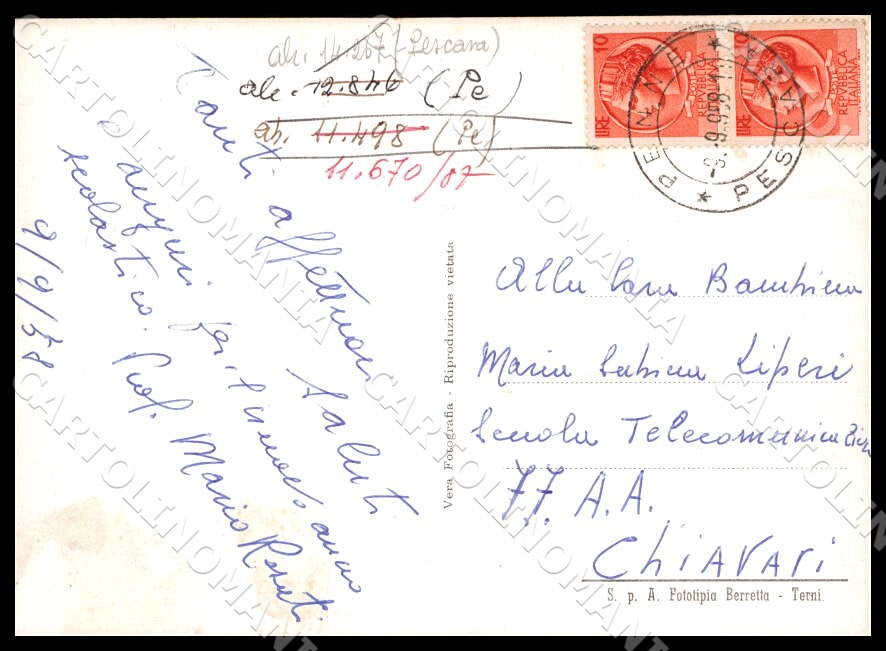 Pescara Penne Saluti da Chiesa Madonna Carmine Porta FG Foto cartolina GM1483 – retro
