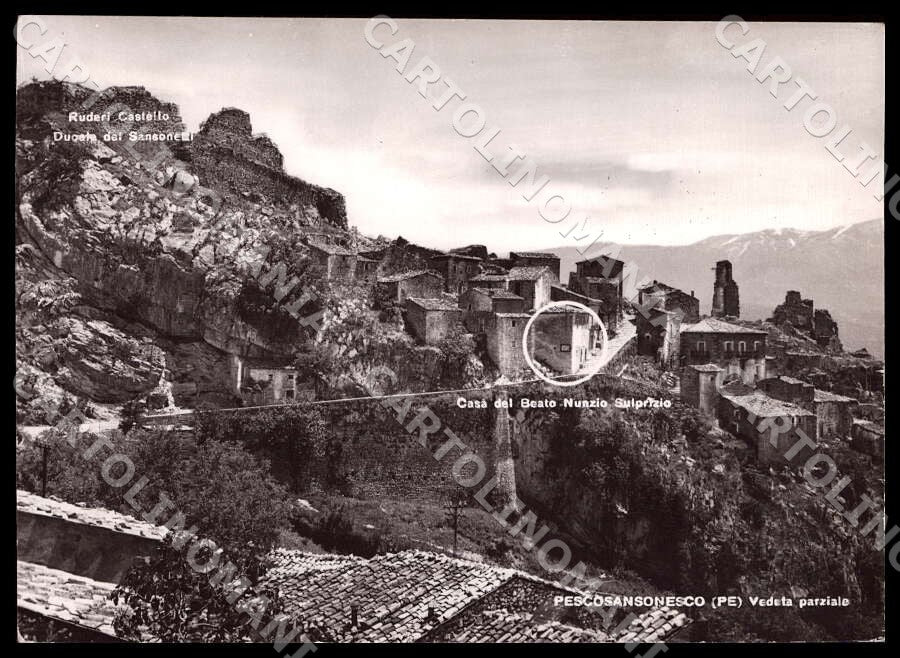 Pescara Pescosansonesco Ruderi Castello Ducale PIEGHINE FG Foto cartolina GM1489 – fronte