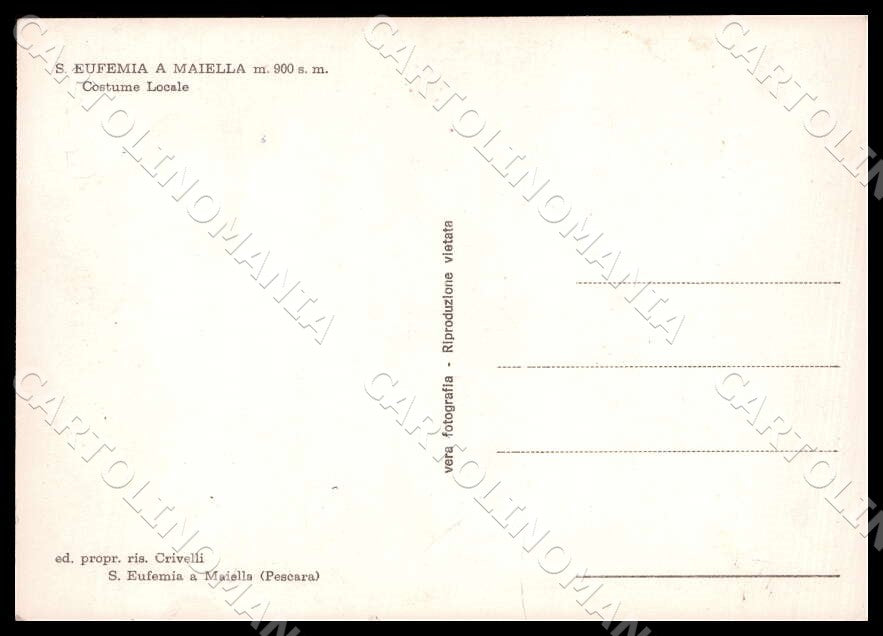 Pescara Sant'Eufemia a Maiella Costume Locale Costumi FG Foto cartolina GM1496 – retro