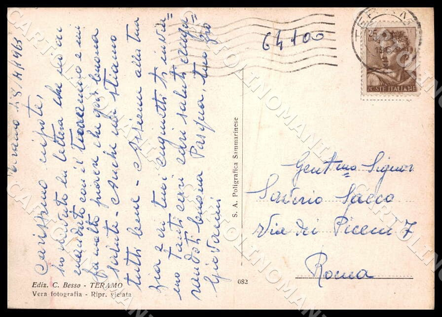 Teramo Città Via Bovio Auto Moto Vespa Piaggio FG Foto cartolina GM1512 – retro