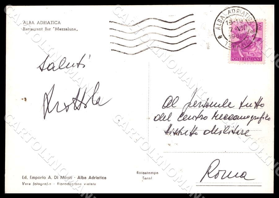 Teramo Alba Adriatica Bar Ristorante Mezzaluna Auto FG Foto cartolina GM1520 – retro
