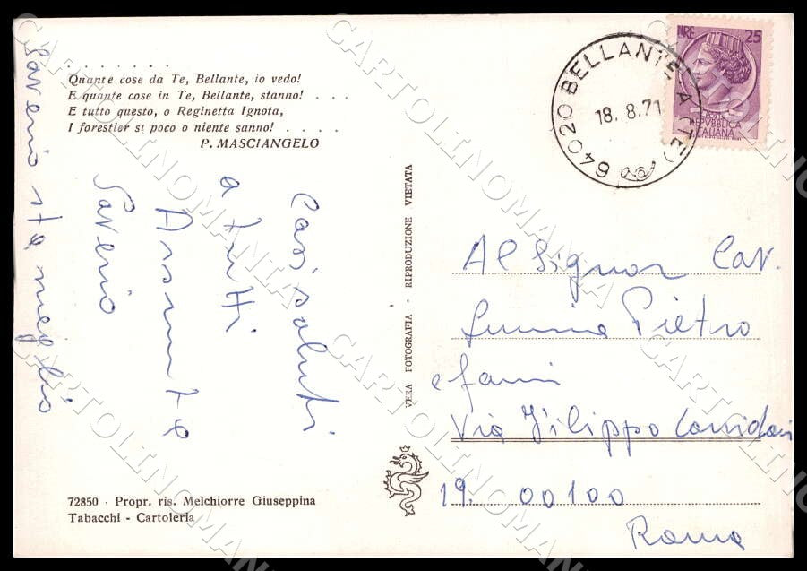 Teramo Bellante Saluti da Po Largo Croce Borgo Trinità FG Foto cartolina GM1529 – retro