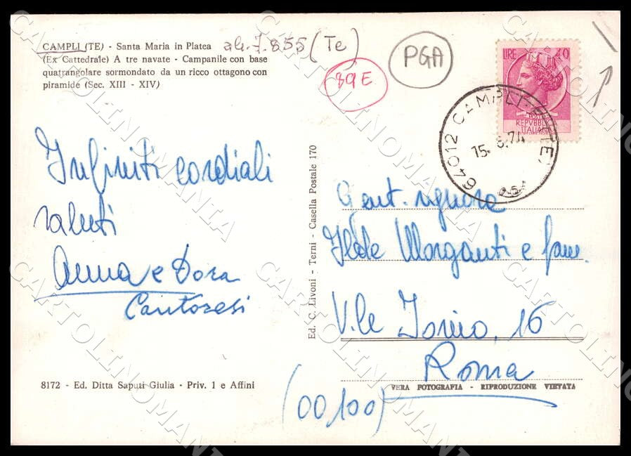 Teramo Campli Santa Maria Platea PIEGHINA FG Foto cartolina GM1531 – retro