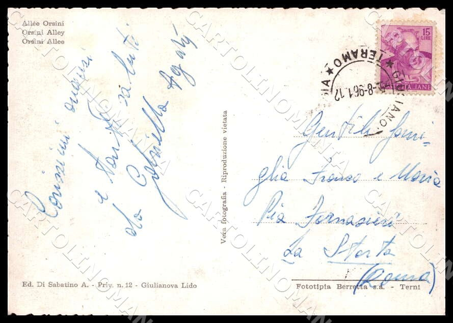 Teramo Giulianova Viale Orsini Scuole Cinema Auto FG Foto cartolina GM1556 – retro