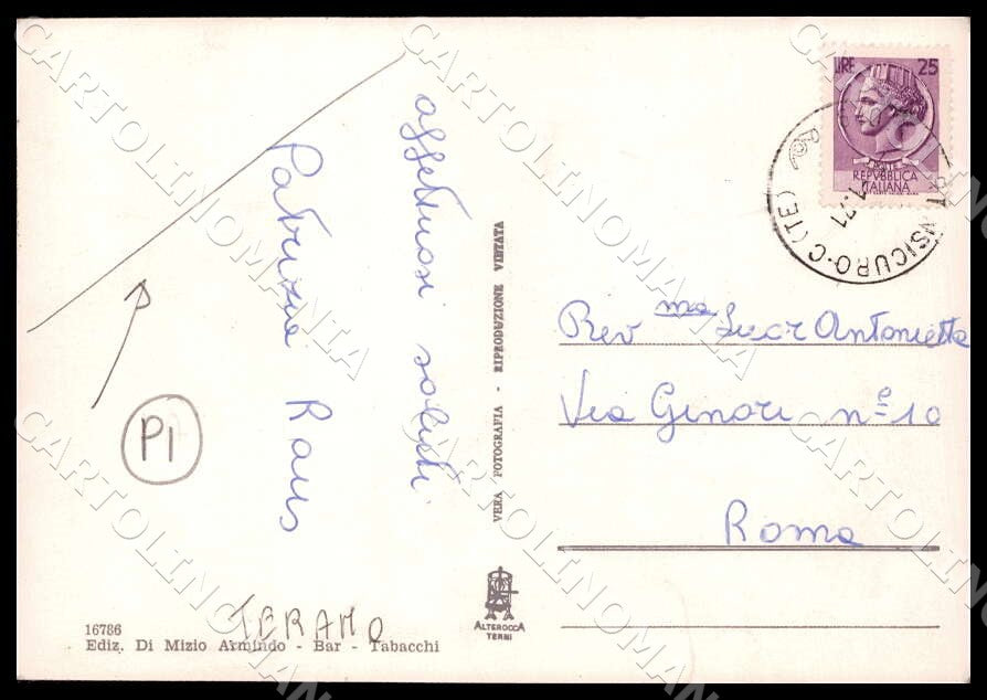 Teramo Martinsicuro Piazza Cavour Alterocca PIEGA FG Foto cartolina GM1564 – retro