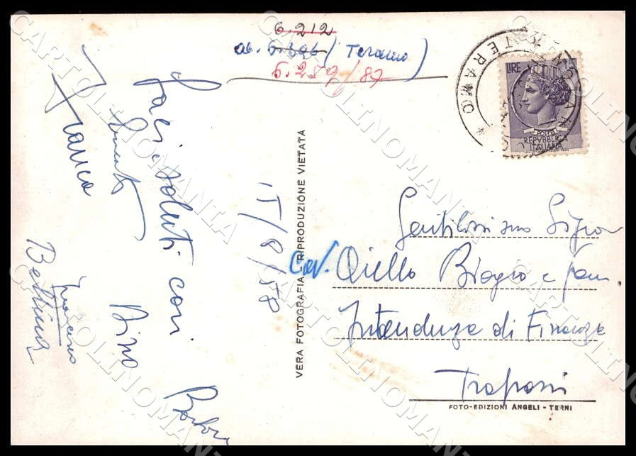 Teramo Notaresco Panorama Autobus Corriera FG Foto cartolina GM1569 – retro