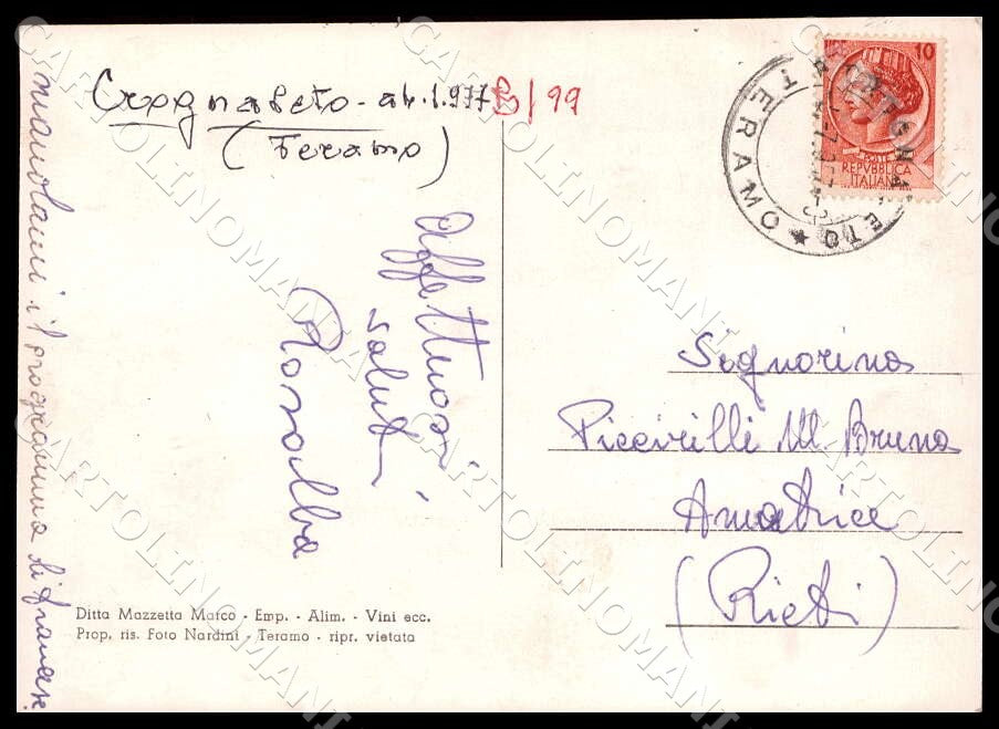 Teramo Nerito di Crognaleto Chiesa Parrocchiale Abside FG Foto cartolina GM1570 – retro