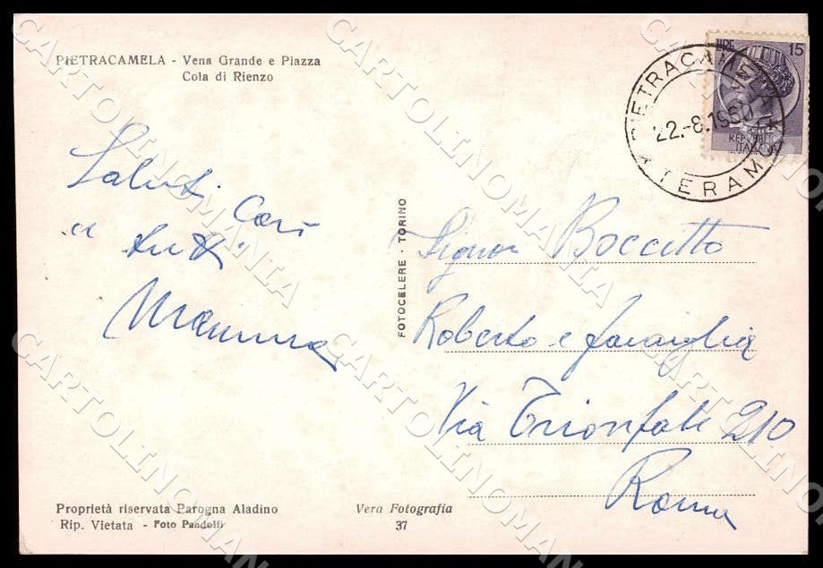 Teramo Pietracamela Vena Grande Piazza Cola Rienzo Bar FG Foto cartolina GM1574 – retro