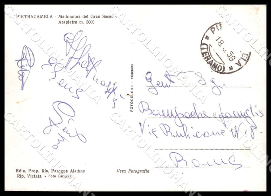 Teramo Pietracamela Madonnina Gran Sasso Arapietra FG Foto cartolina GM1576 – retro