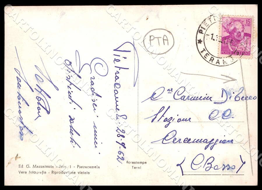 Teramo Pietracamela Scorcio panoramico PIEGATA FG Foto cartolina GM1578 – retro
