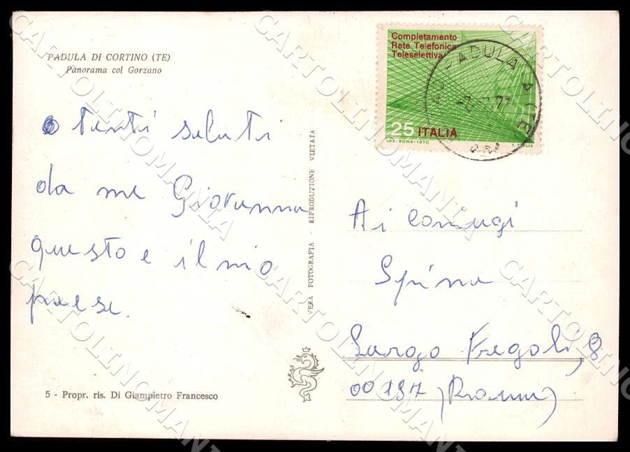 Teramo Padula di Cortino Panorama Gorzano FG Foto cartolina GM1580 – retro