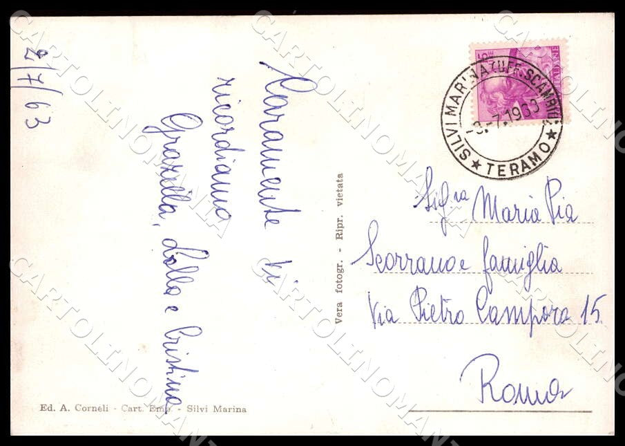 Teramo Silvi Marina Casa Maestro ENAM Auto FG Foto cartolina GM1583 – retro