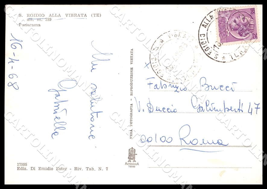 Teramo Sant'Egidio alla Vibrata Panorama Alterocca FG Foto cartolina GM1585 – retro