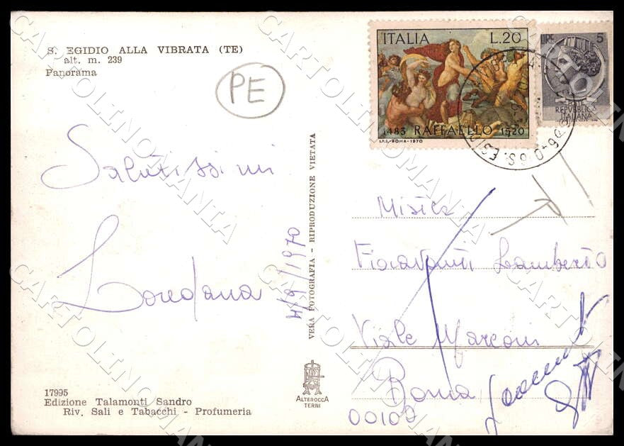 Teramo Sant'Egidio alla Vibrata Panorama PIEGHE FG Foto cartolina GM1586 – retro