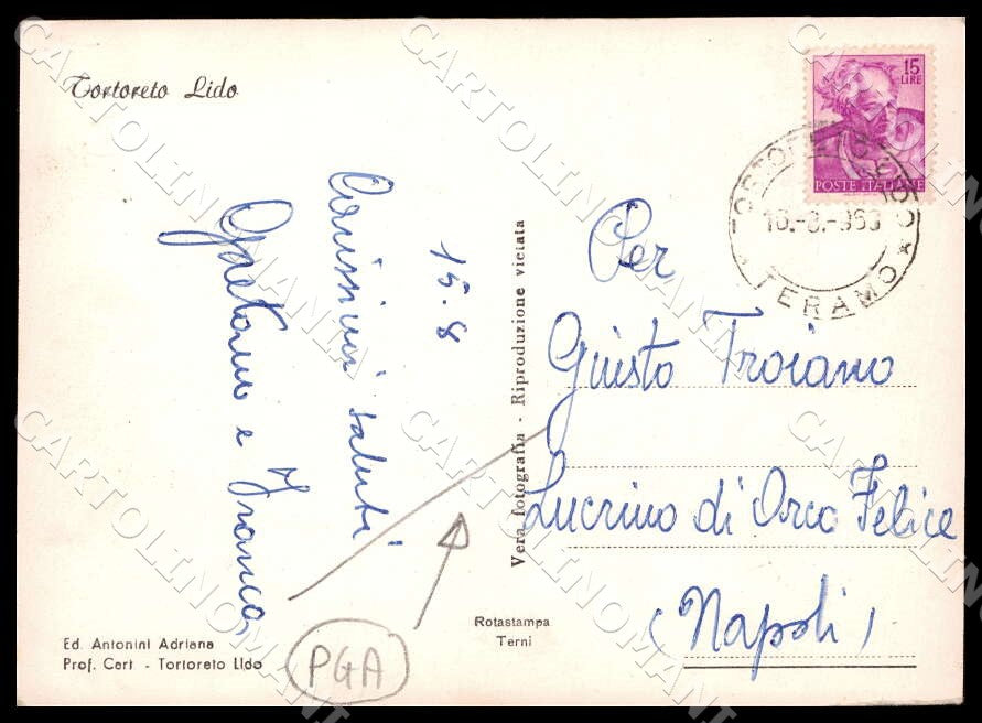 Teramo Tortoreto Lido Panorama Sirenetta PIEGHINA FG Foto cartolina GM1595 – retro