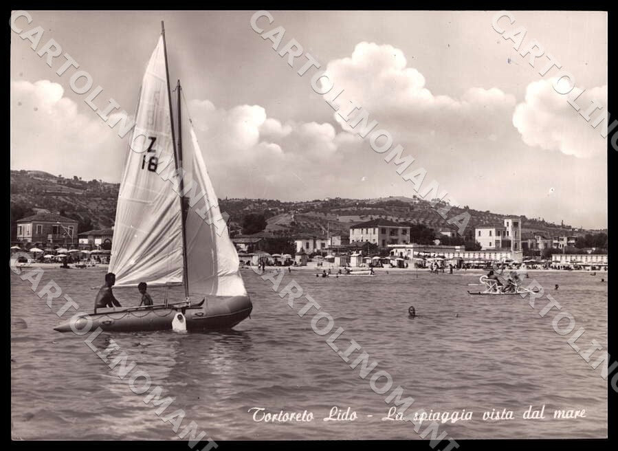 Teramo Tortoreto spiaggia vista mare Barca FG Foto cartolina GM1596 – fronte