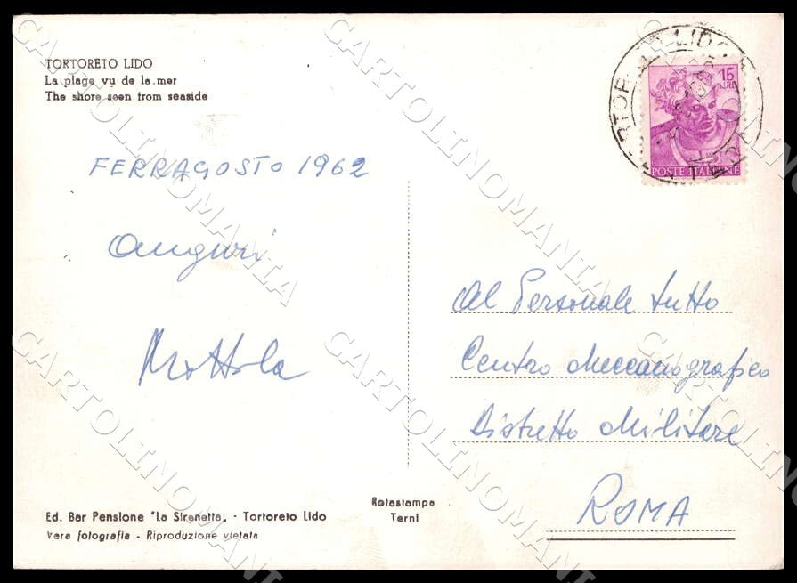 Teramo Tortoreto spiaggia vista mare Barca FG Foto cartolina GM1596 – retro