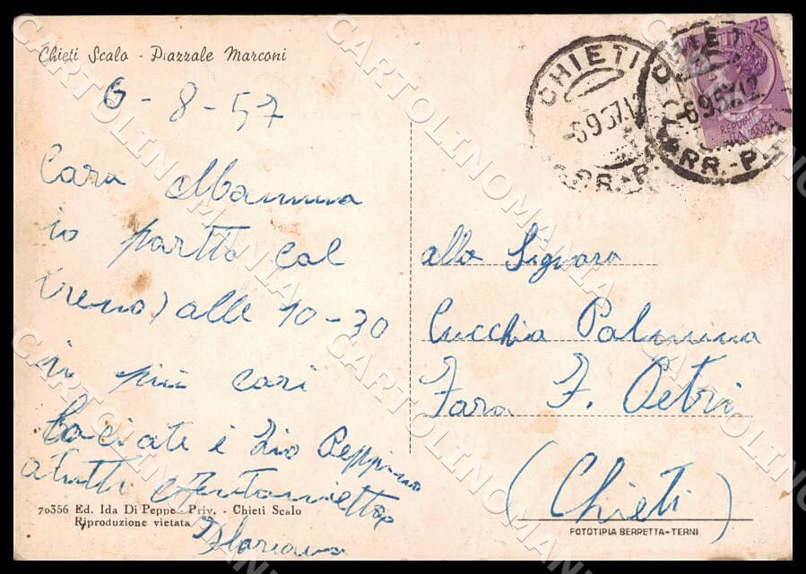 Chieti Città Piazzale Marconi Stazione Autobus Auto FG Foto cartolina GM1608 – retro