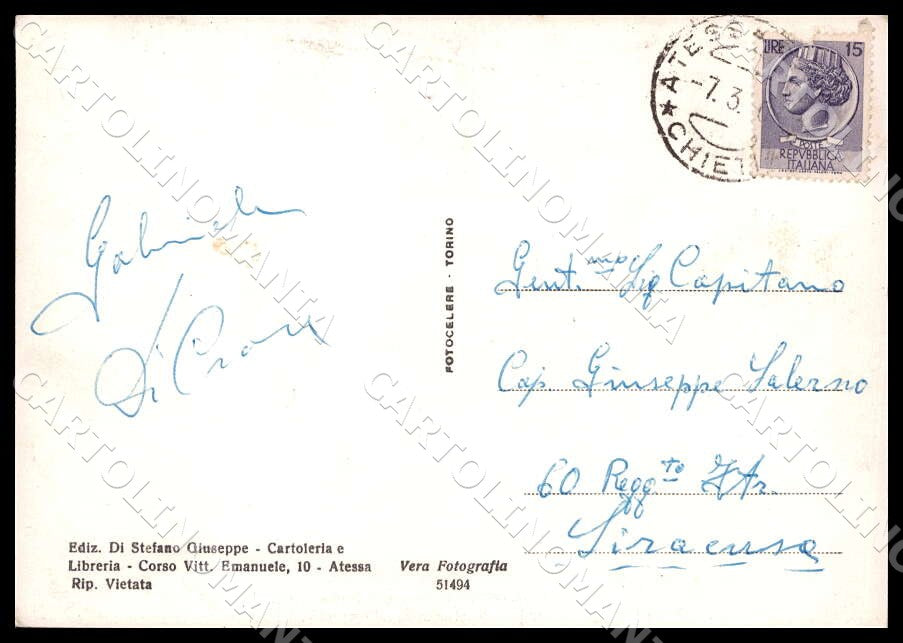 Chieti Atessa Panorama parziale FG Foto cartolina GM1621 – retro