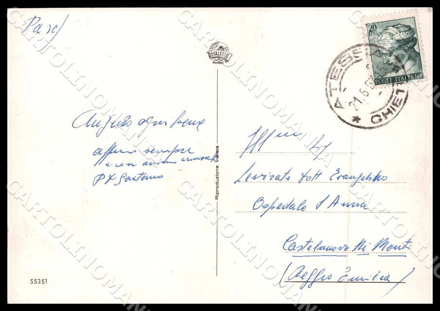 Chieti Atessa Saluti da Piazza Garibaldi San Rocco FG Foto cartolina GM1623 – retro