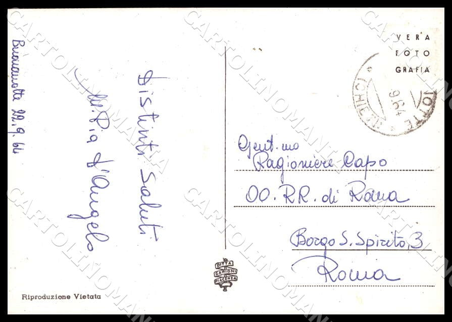 Chieti Montebello sul Sangro Buonanotte Saluti da FG Foto cartolina GM1628 – retro
