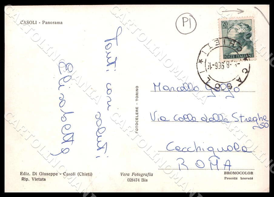 Chieti Casoli Panorama PIEGA FG Foto cartolina GM1639 – retro