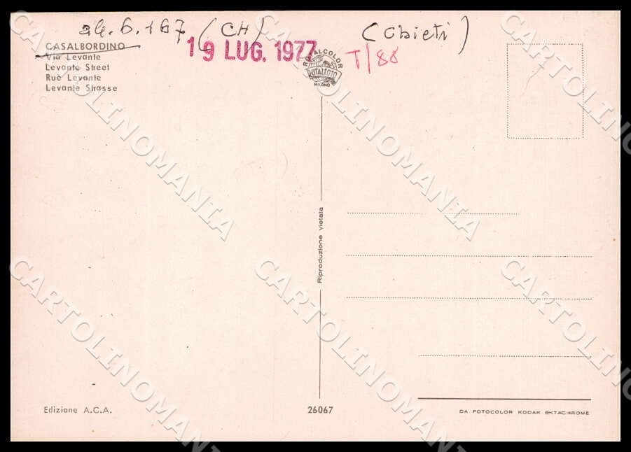Chieti Casalbordino Via Levante Auto Distributore FG cartolina GM1642 – retro