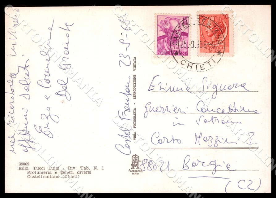 Chieti Castel Frentano Via Assunta Alterocca Auto FG Foto cartolina GM1651 – retro