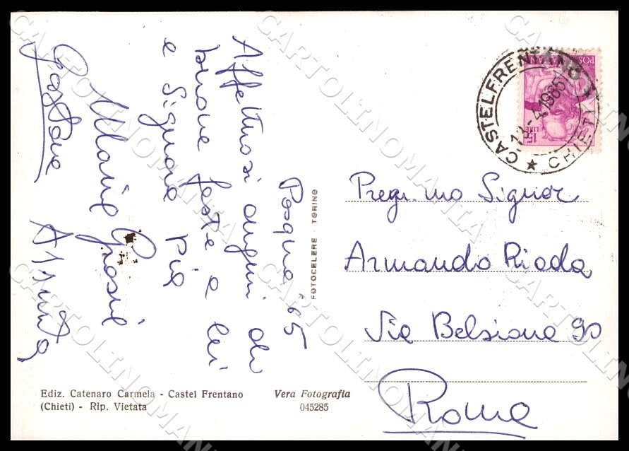 Chieti Castel Frentano Via Variante Frentana FG Foto cartolina GM1652 – retro