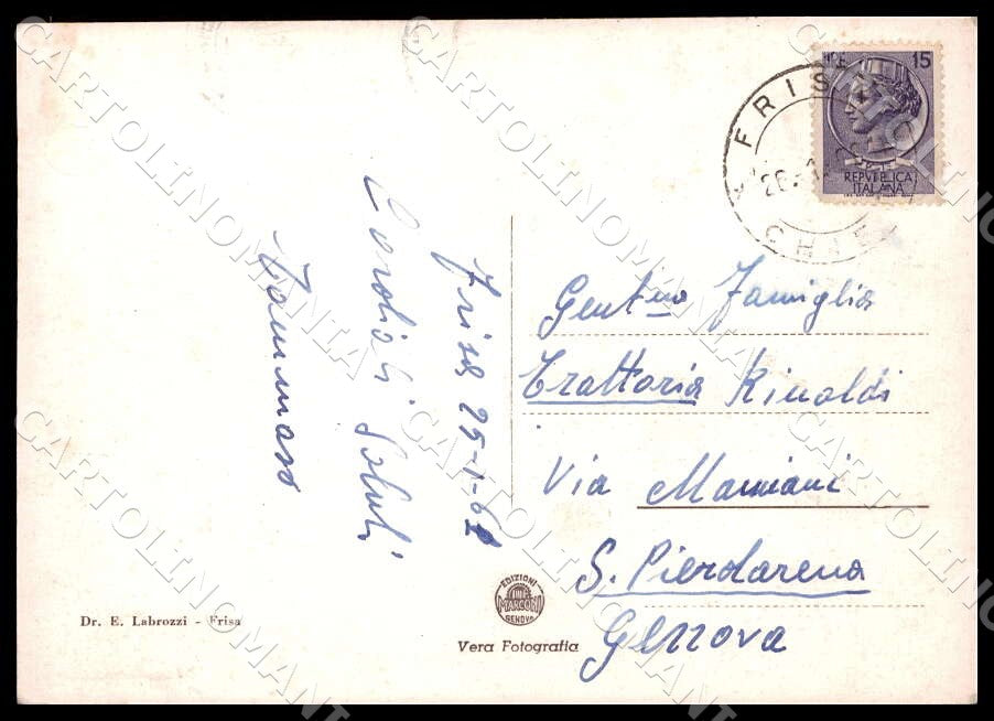 Chieti Frisa Saluti da Chiesa Scuole Portico FG Foto cartolina GM1655 – retro