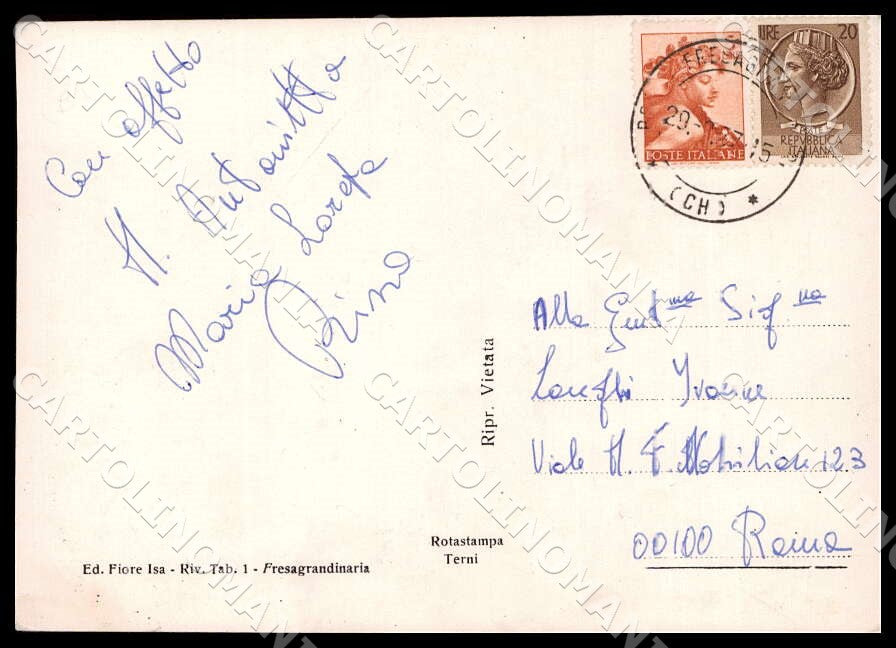 Chieti Fresagrandinaria Saluti da Fontana Scuole FG Foto cartolina GM1657 – retro