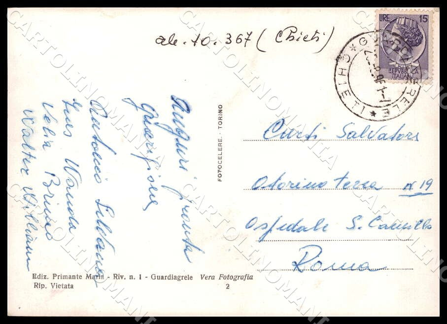 Chieti Guardiagrele Saluti da Interno Sagra Maiella FG Foto cartolina GM1670 – retro