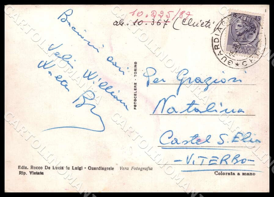 Chieti Guardiagrele Saluti da Via Occidentale Costumi FG Foto cartolina GM1671 – retro
