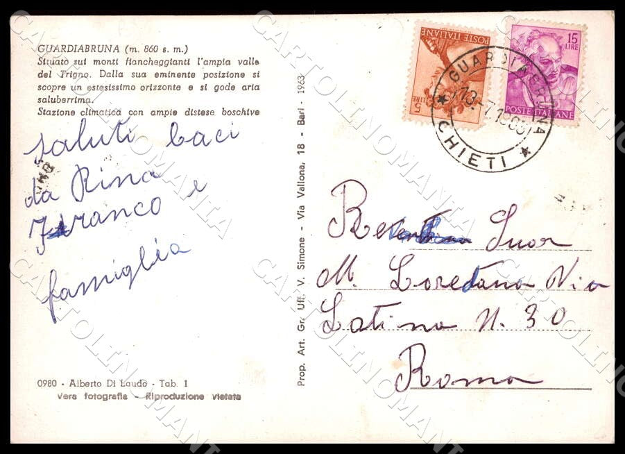 Chieti Guardiabruna Panorama FG Foto cartolina GM1676 – retro