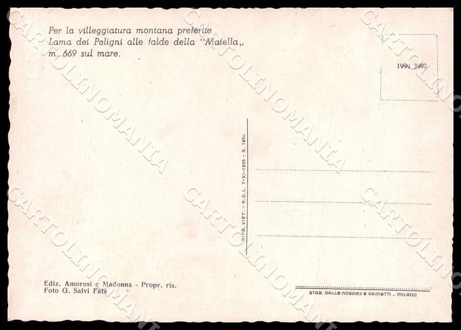 Chieti Lama dei Peligni Panorama parziale FG Foto cartolina GM1681 – retro