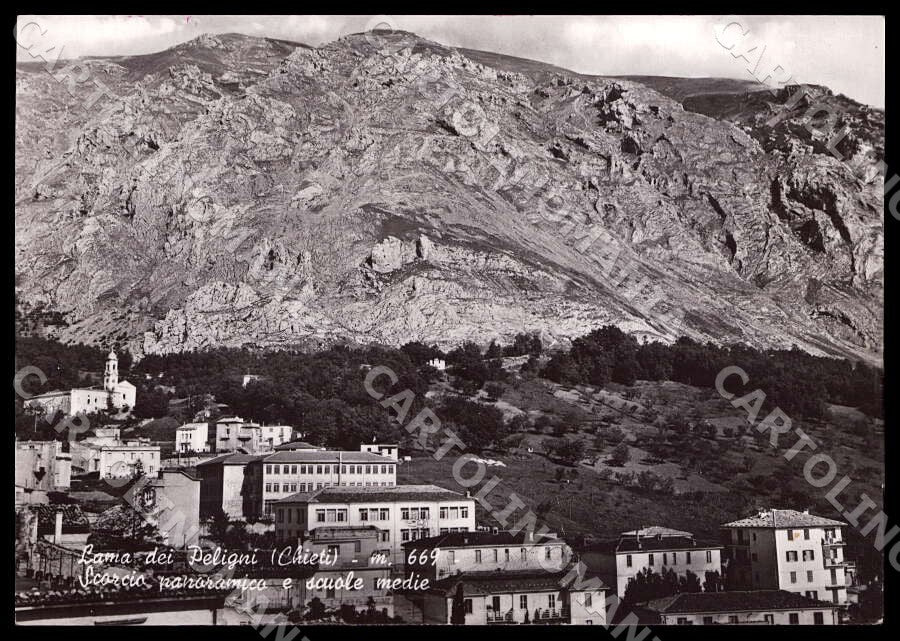 Chieti Lama dei Peligni Scorcio Scuole PIEGATA FG Foto cartolina GM1682 – fronte