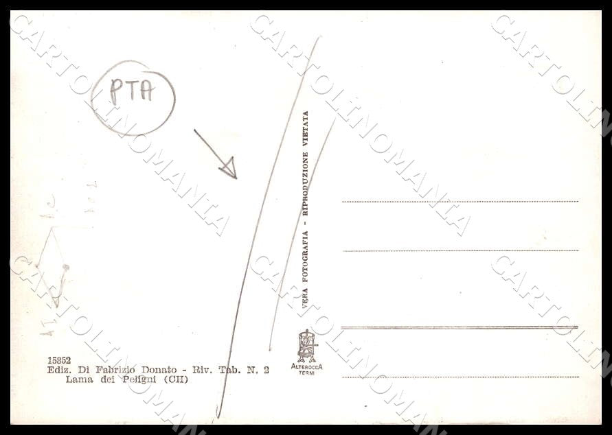 Chieti Lama dei Peligni Scorcio Scuole PIEGATA FG Foto cartolina GM1682 – retro