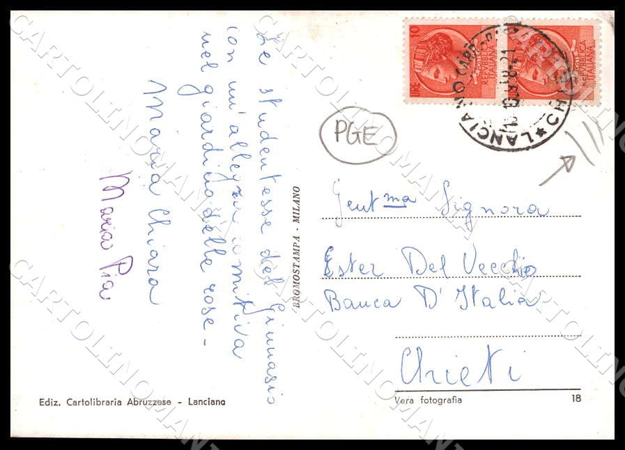 Chieti Lanciano Villa Rose PIEGHINE FG Foto cartolina GM1689 – retro