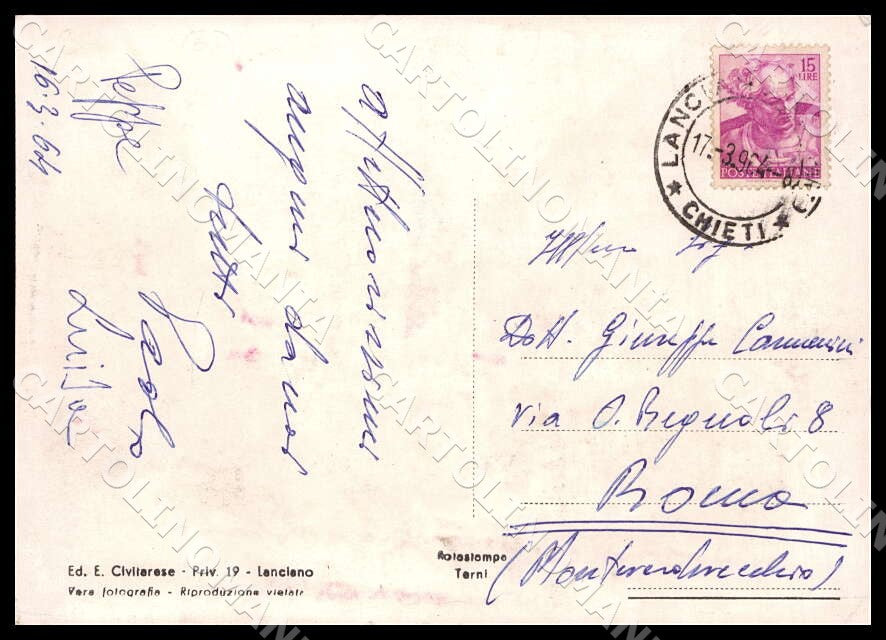 Chieti Lanciano Corso Trento Trieste Auto Vespa Bar FG Foto cartolina GM1695 – retro