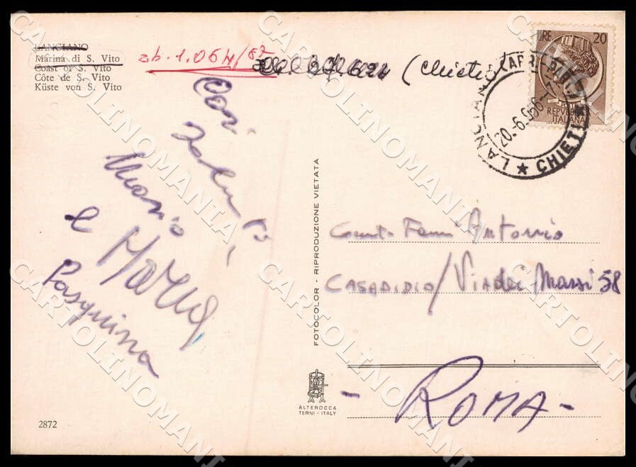 Chieti San Vito Chietino Marina Alterocca Treno FG Foto cartolina GM1698 – retro